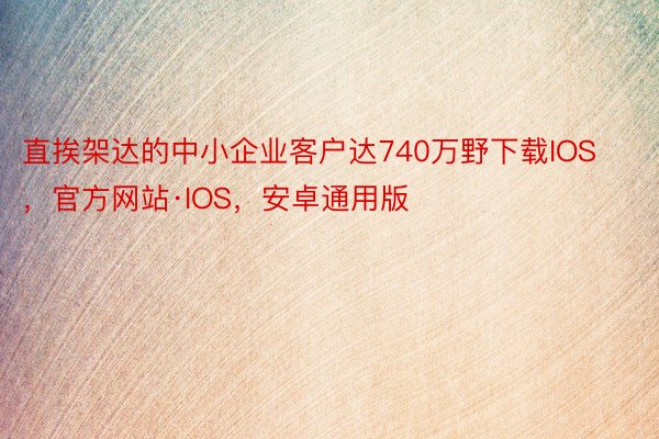 直挨架达的中小企业客户达740万野下载IOS，官方网站·IOS，安卓通用版